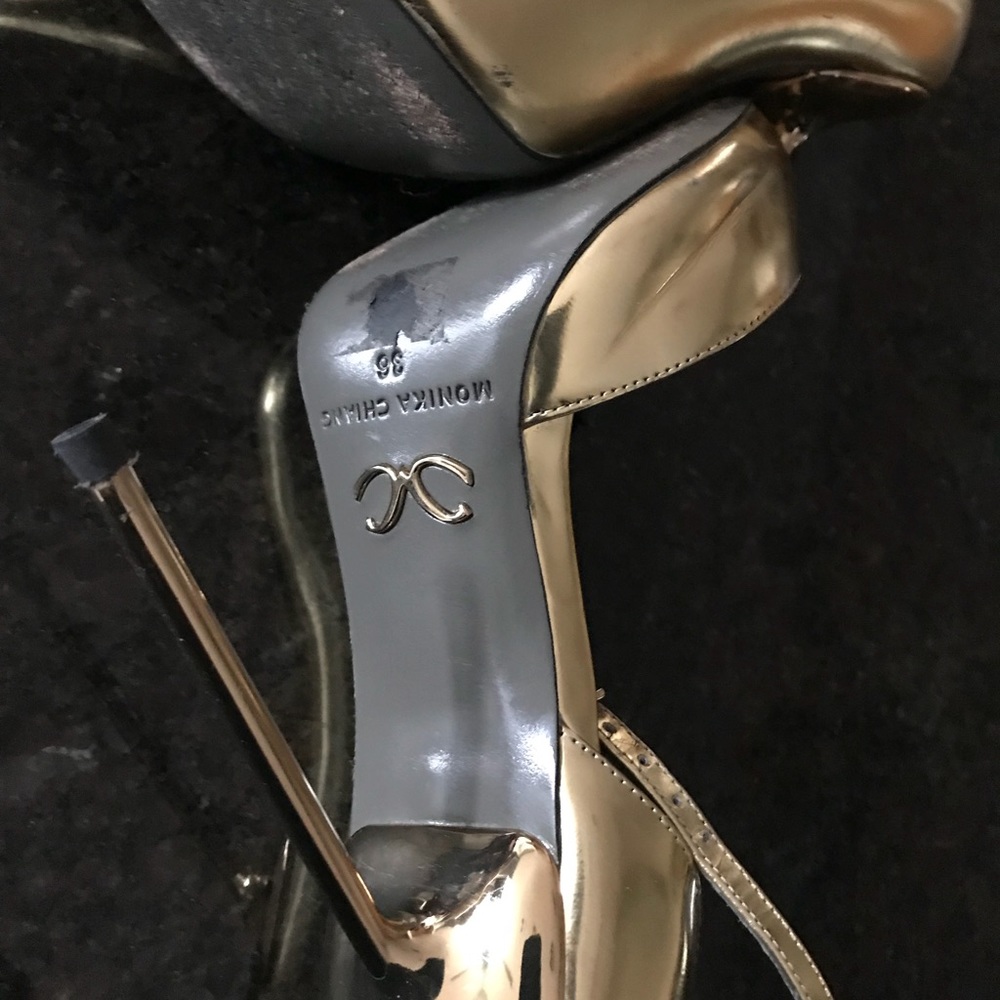 Monika Chiang Gold Ankle Strap Stiletto